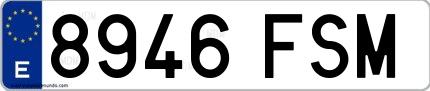 Ejemplo de matrícula española 8946 FSM