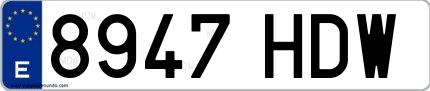 Ejemplo de matrícula española 8947 HDW