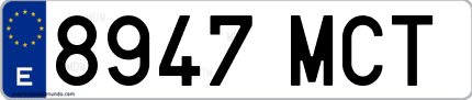 Ejemplo de matrícula de coche ordinaria 8947 MCT