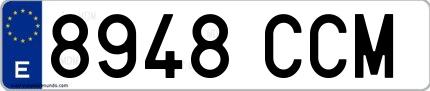 Ejemplo de matrícula española 8948 CCM