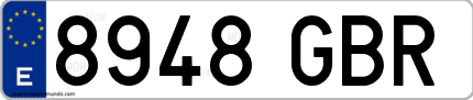 Ejemplo de matrícula de coche ordinaria 8948 GBR
