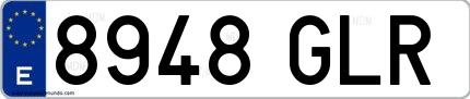 Ejemplo de matrícula española 8948 GLR