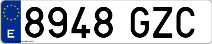 Ejemplo de matrícula de coche ordinaria 8948 GZC