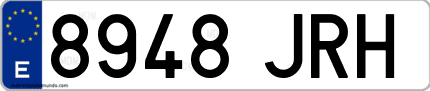 Ejemplo de matrícula de coche ordinaria 8948 JRH