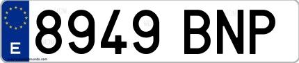 Ejemplo de matrícula española 8949 BNP
