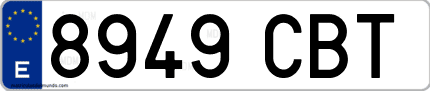 Ejemplo de matrícula de coche ordinaria 8949 CBT