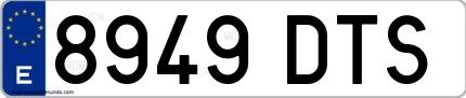 Ejemplo de matrícula española 8949 DTS