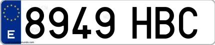 Ejemplo de matrícula española 8949 HBC