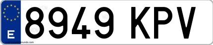 Ejemplo de matrícula española 8949 KPV