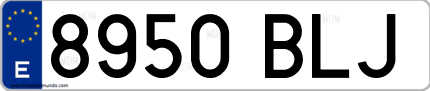 Ejemplo de matrícula de coche ordinaria 8950 BLJ