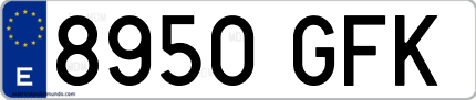 Ejemplo de matrícula de coche ordinaria 8950 GFK