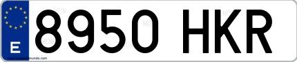 Ejemplo de matrícula española 8950 HKR
