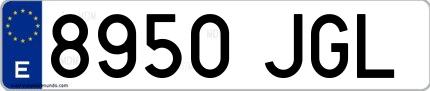 Ejemplo de matrícula española 8950 JGL