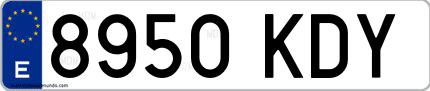 Ejemplo de matrícula española 8950 KDY