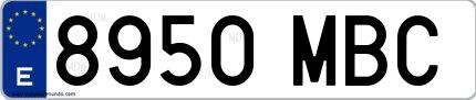 Ejemplo de matrícula española 8950 MBC