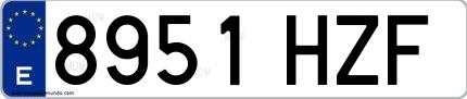 Ejemplo de matrícula española 8951 HZF