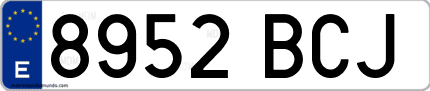 Ejemplo de matrícula de coche ordinaria 8952 BCJ