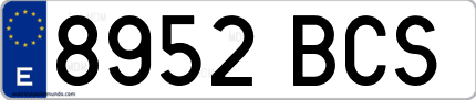 Ejemplo de matrícula de coche ordinaria 8952 BCS