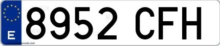 Ejemplo de matrícula española 8952 CFH