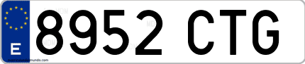 Ejemplo de matrícula de coche ordinaria 8952 CTG