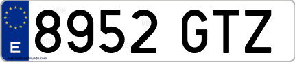 Ejemplo de matrícula de coche ordinaria 8952 GTZ