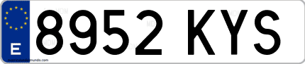 Ejemplo de matrícula de coche ordinaria 8952 KYS