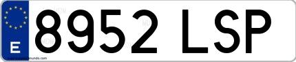 Ejemplo de matrícula española 8952 LSP