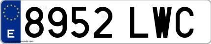 Ejemplo de matrícula española 8952 LWC