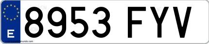 Ejemplo de matrícula española 8953 FYV