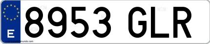 Ejemplo de matrícula española 8953 GLR