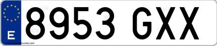 Ejemplo de matrícula española 8953 GXX