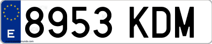 Ejemplo de matrícula de coche ordinaria 8953 KDM