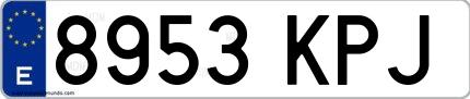 Ejemplo de matrícula española 8953 KPJ