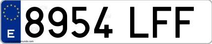 Ejemplo de matrícula española 8954 LFF