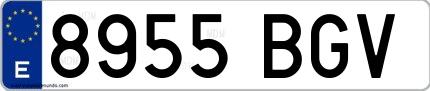 Ejemplo de matrícula española 8955 BGV