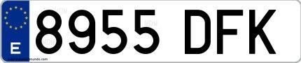 Ejemplo de matrícula española 8955 DFK