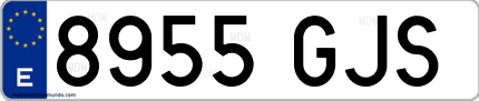 Ejemplo de matrícula de coche ordinaria 8955 GJS