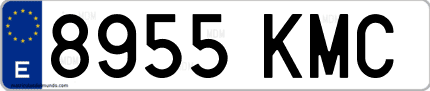Ejemplo de matrícula de coche ordinaria 8955 KMC
