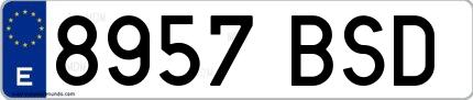 Ejemplo de matrícula española 8957 BSD