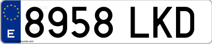 Ejemplo de matrícula de coche ordinaria 8958 LKD