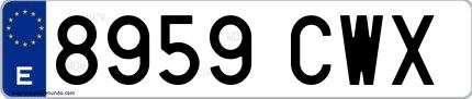 Ejemplo de matrícula española 8959 CWX