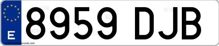 Ejemplo de matrícula española 8959 DJB