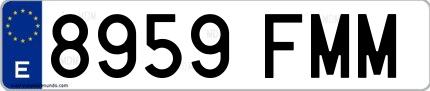 Ejemplo de matrícula española 8959 FMM