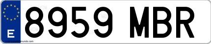 Ejemplo de matrícula española 8959 MBR