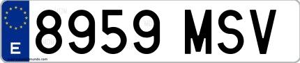 Ejemplo de matrícula española 8959 MSV