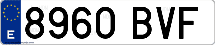 Ejemplo de matrícula de coche ordinaria 8960 BVF