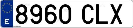 Ejemplo de matrícula española 8960 CLX