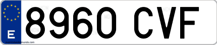 Ejemplo de matrícula de coche ordinaria 8960 CVF