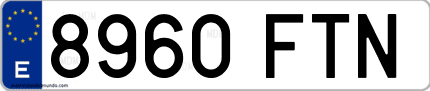 Ejemplo de matrícula de coche ordinaria 8960 FTN