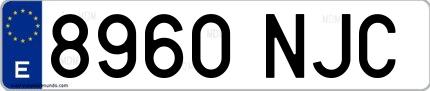 Ejemplo de matrícula española 8960 NJC